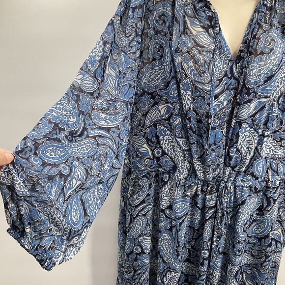 JULIA JORDAN New Boho Long Sleeve Fairy Dress 2XL Blue Paisley - Picture 4 of 9